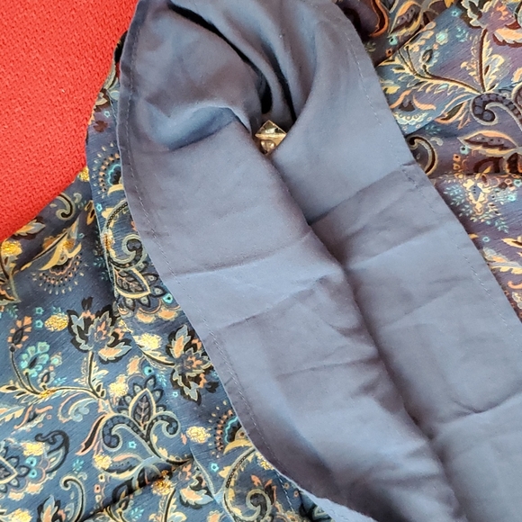 Gilli Blue long sleeve paisley print gold embellishment Med babydoll flirty - Picture 5 of 9